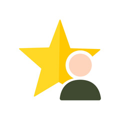 man icon with a star on a white background, vector illustration