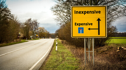 Street Sign Inexpensive versus Expensive