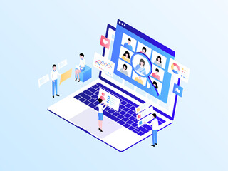 Market Research Isometric Illustration Light Gradient. Suitable for Mobile App, Website, Banner, Diagrams, Infographics, and Other Graphic Assets.