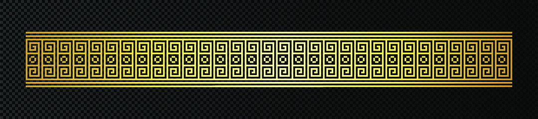 Gold frame with Greek Key pattern. Realistic meander border. Greece ethnic ornament.