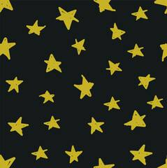 Simple vector seamless pattern with cute stars doodles. Wallpaper or background for printing on paper or fabric. Great ornament for the interior of a children's room