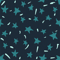Simple vector seamless pattern with cute stars doodles. Wallpaper or background for printing on paper or fabric. Great ornament for the interior of a children's room