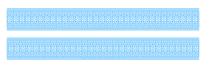 Blue frames with Greek Key pattern. Realistic meander border. Greece ethnic ornament.
