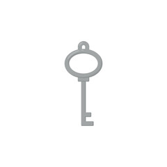 Key fortune and success charm, flat vector illustration isolated on white.
