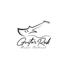 abstract guitar rock logo design illustration,music, simple, icon,vector template
