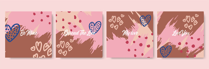 Valentine's Day card templates design. Vector illustration.