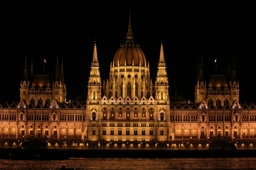 Fototapeta na wymiar Famous Hungarian Parliament scenically illuminated at night