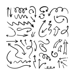 Arrow doodle collection. Hand drawn set of arrows.