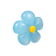 Blue plastic flower isolated on white background for conceptual compositions. Design element with clipping path