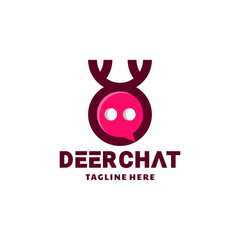 Chat combination with deer in white background, vector logo design editable