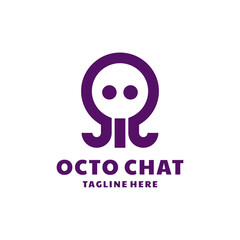 Chat combination with octopus in background white, vector logo design editable