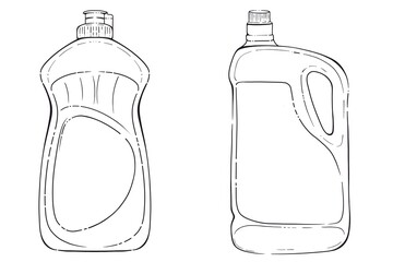 Plastic bottles with black outline