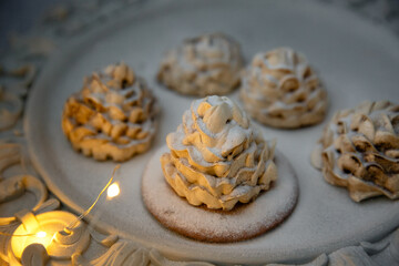 Lovely new year christmas marshmallow in the form of fir cones