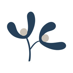 Hand drawn doodle vector scandinavian mistletoe. Christmas plant background. Romantic Christmas illustration. Greeting card design. Winter template