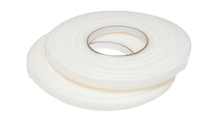 Self-adhesive foam rubber window seal isolated on white background. Insulating foam rubber for door...