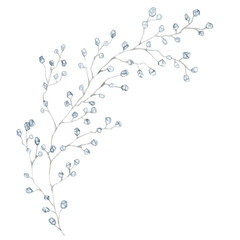 Watercolor Christmas crystal branch decor hand painted clipart