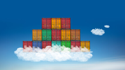 DevOps concept - stack of containers on the cloud