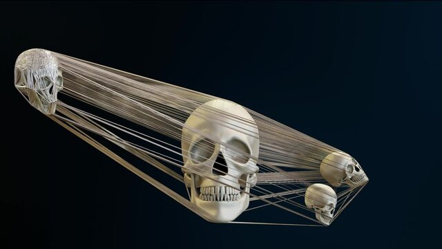 oddly satisfying animation of  skulls web. seamless loop, realistic 3d render