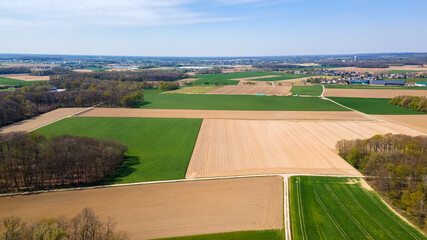 Aerial view of agricultural fields. Fields from above