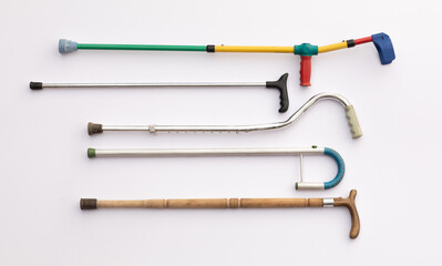 medical walking sticks isolated on white background