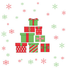 Cute set of for Christmas backgrounds with Christmas present boxes and snowflakes