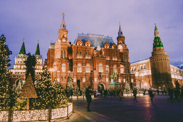 Fototapeta na wymiar Moscow city old town, Red Square christmas time