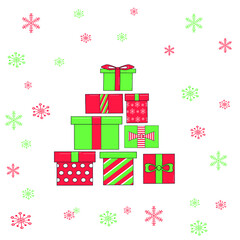 Cute set of for Christmas backgrounds with Christmas present boxes and snowflakes	
