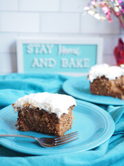 Stay home and Bake, plated Carrot Cake