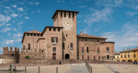 Fototapeta premium The castle - Rocca Sanvitale - in the middle of the town of Fontanellato, Parma province; Emilia-Romagna, Italy.