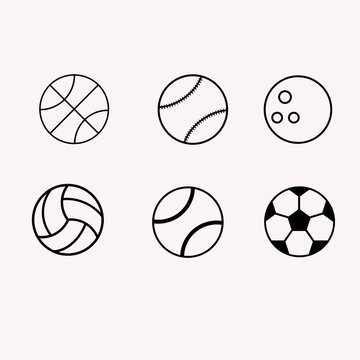 collection of various ball pictograms, design, object, team, element, graphic, activity, isolated