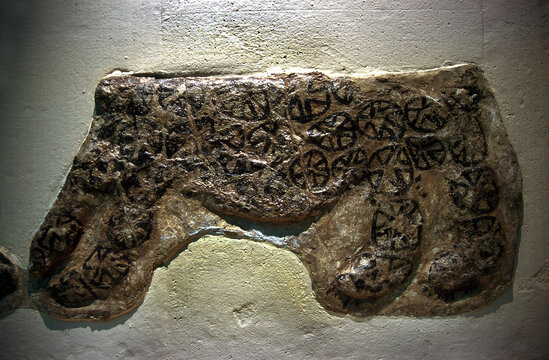 Leopard reliefs from Catalhoyuk (Çatalhöyük) - Museum of Anatolian Civilization, Ankara, Turkey