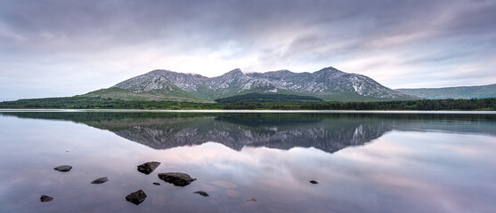 Connemara mountains reflected on the lake