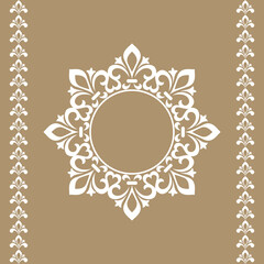 Decorative frame Elegant vector element for design in Eastern style, place for text. Floral beige and white border. Lace illustration for invitations and greeting cards