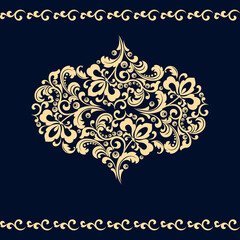 Damask graphic ornament. Floral design element. Gold vector pattern