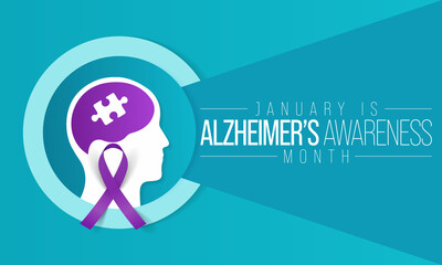 Alzheimer's awareness month is observed every year in January, is a progressive neurologic disorder that causes the brain to shrink (atrophy) and brain cells to die. Vector illustration