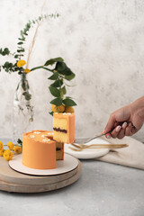 Orange mini vanilla, chocolate cake