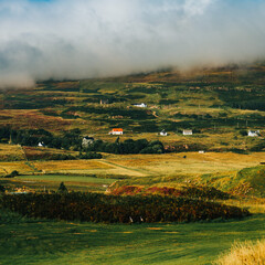 landscape hamlet village with cloud bank