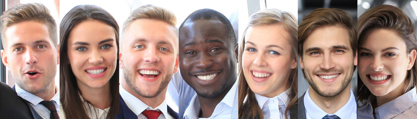 Smiling faces. Happy group of multiethnic people men and women.