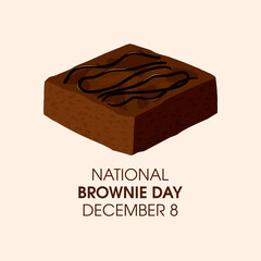 National Brownie Day vector. One slice of chocolate brownie cake icon vector. Sweet chocolate pastry icon. Brownie Day Poster, December 8. Important day