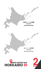 デザインマップ「HOKKAIDO 01」2点 北海道 地図 ドット / design map hokkaido