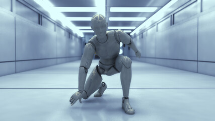 3D render. Humanoid figures and sicifi scene