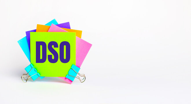 There are bright multi-colored stickers with the text DSO. Copy space