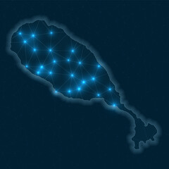 Saint Kitts network map. Abstract geometric map of the island. Digital connections and telecommunication design. Glowing internet network. Beautiful vector illustration.