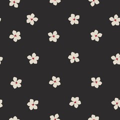Vintage pattern. Wonderful white flowers. black background. Seamless vector template for design and fashion prints.