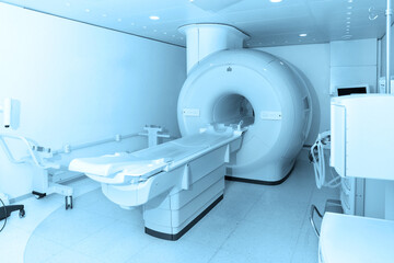 Medical CT or MRI Scan in the modern hospital laboratory. Interior of radiography department....
