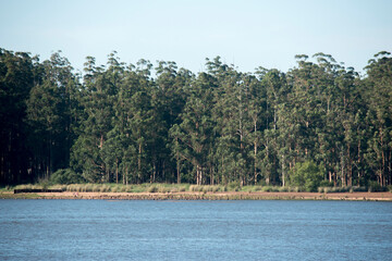 Paisaje del lago Salto Grande en Concordia, Entre Ríos, Argentina
