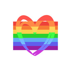 Rainbow Flag and Heart Isolated on White Background, Hand Drawn Style Icons.