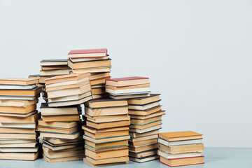 lots of educational books to read in the library on a white background