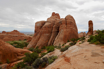 Fototapeta na wymiar Spectacular sandstone formations in Needles District in Canyonlands National Park, Utah, USA.