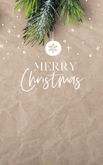 Winter Holiday themed background image on craft wrapping paper with drawing. Christmas and New Year message on social media, email and cards.

